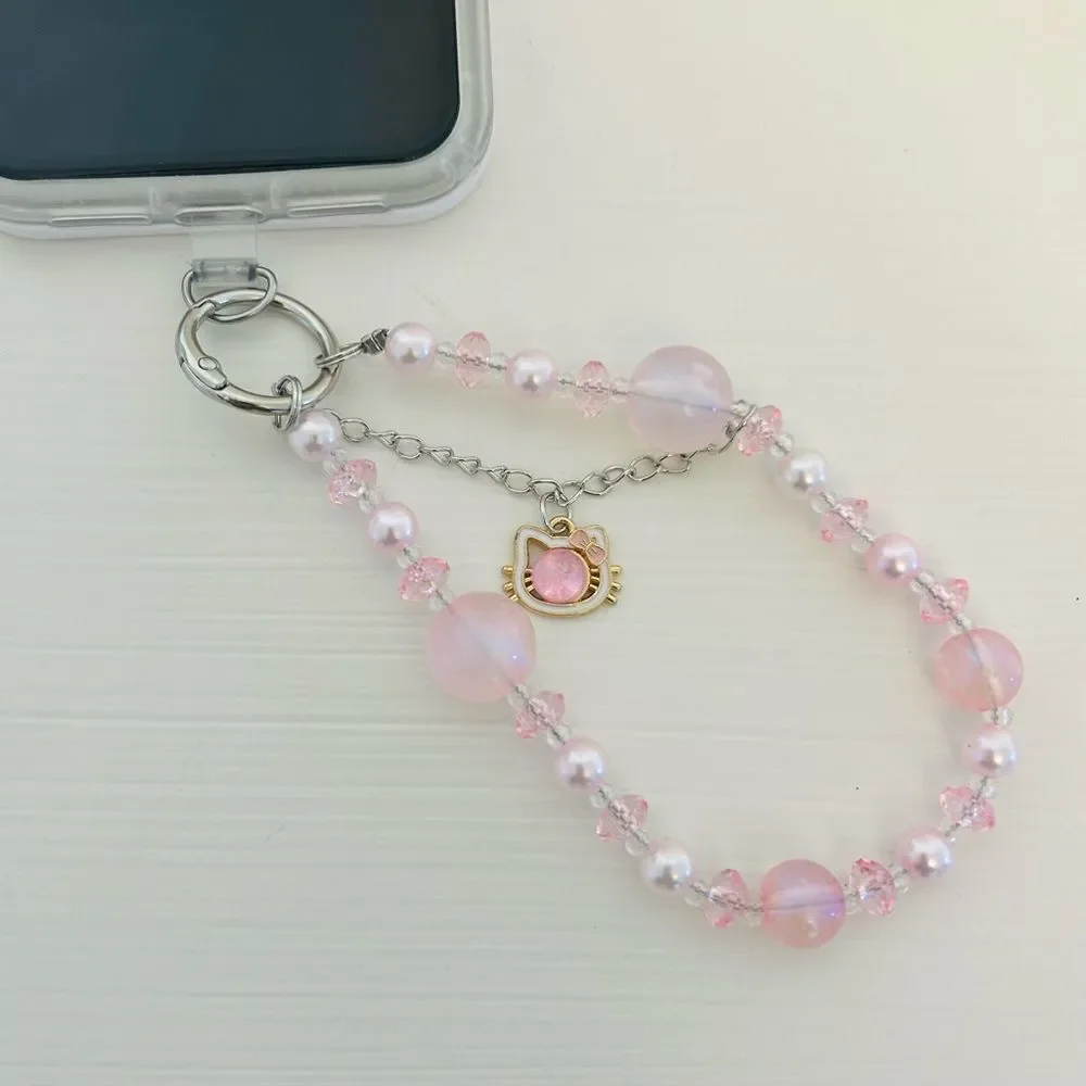 Luxury high-end crystal bead hand-held lanyard chain, phone wristlet strap